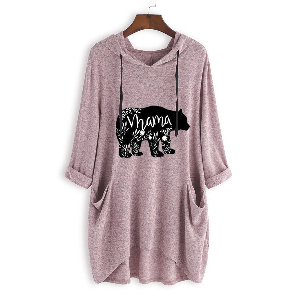 Suéter De Punto Con Capucha Y Manga 3/4 Con Estampado De Dibujos Animados