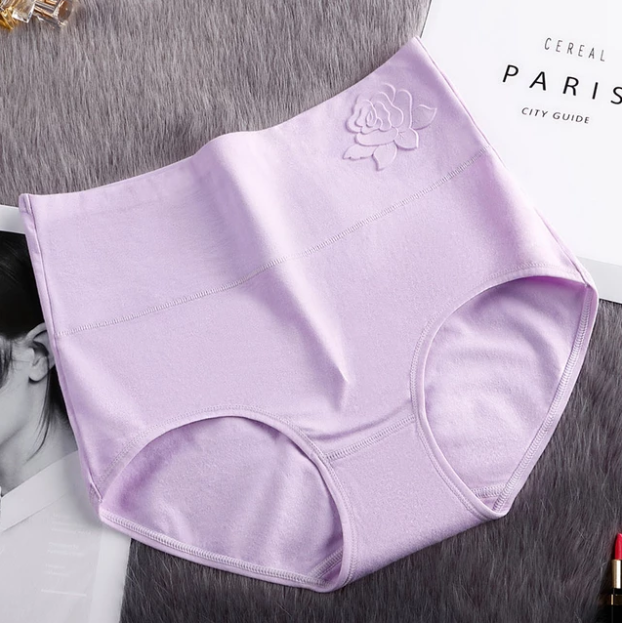 [W-Ropa Interior] Ropa Interior De Mujer En Relieve Transpirable || Calzoncillos De Cintura Alta || Multicolor