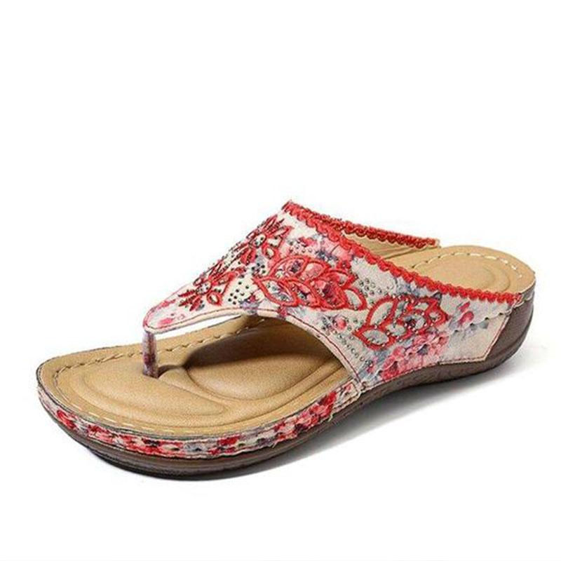 Sandalias De CuÑa Vintage Bordadas Para Mujer