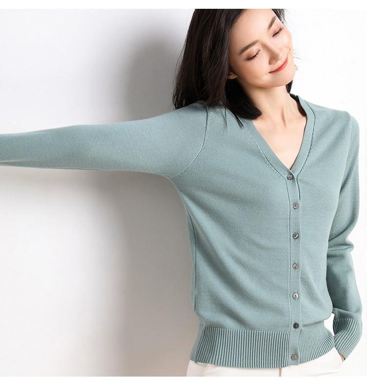 Prendas de punto nuevas 2020 larga manga de mujer de cuello en V - MXbueno