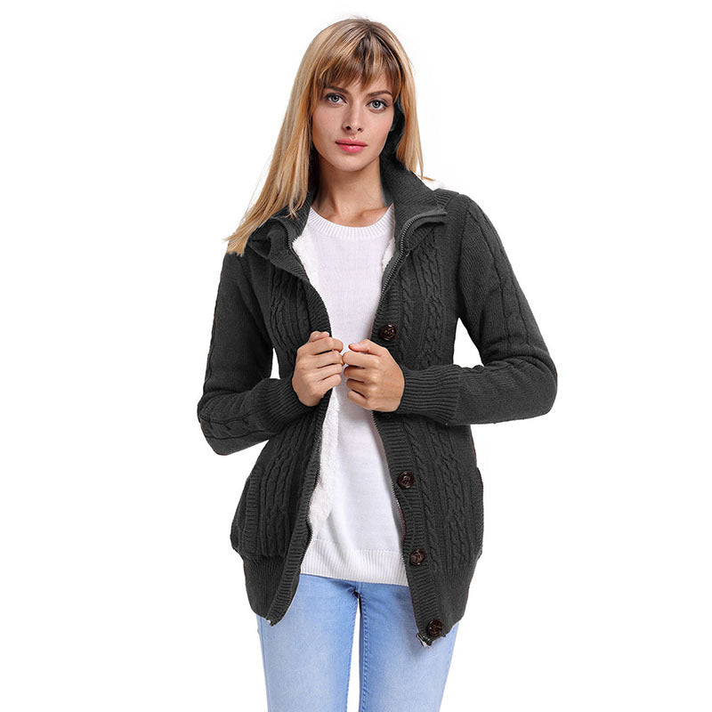 Suéter De Punto Para Mujer Cárdigan De Color Sólido Para Mujer Chaqueta Casual De Manga Larga Con Capucha