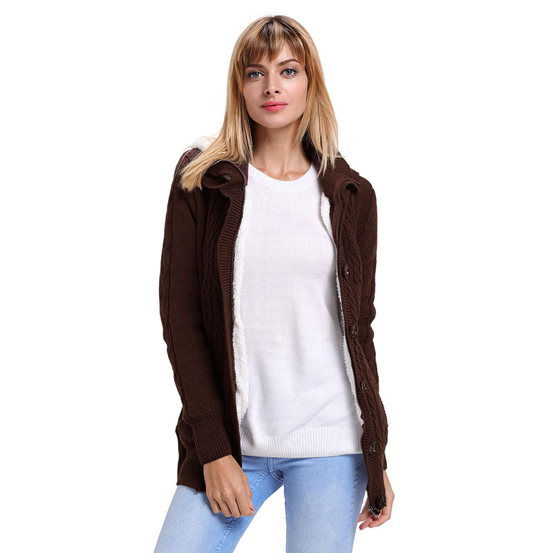 Suéter De Punto Para Mujer Cárdigan De Color Sólido Para Mujer Chaqueta Casual De Manga Larga Con Capucha