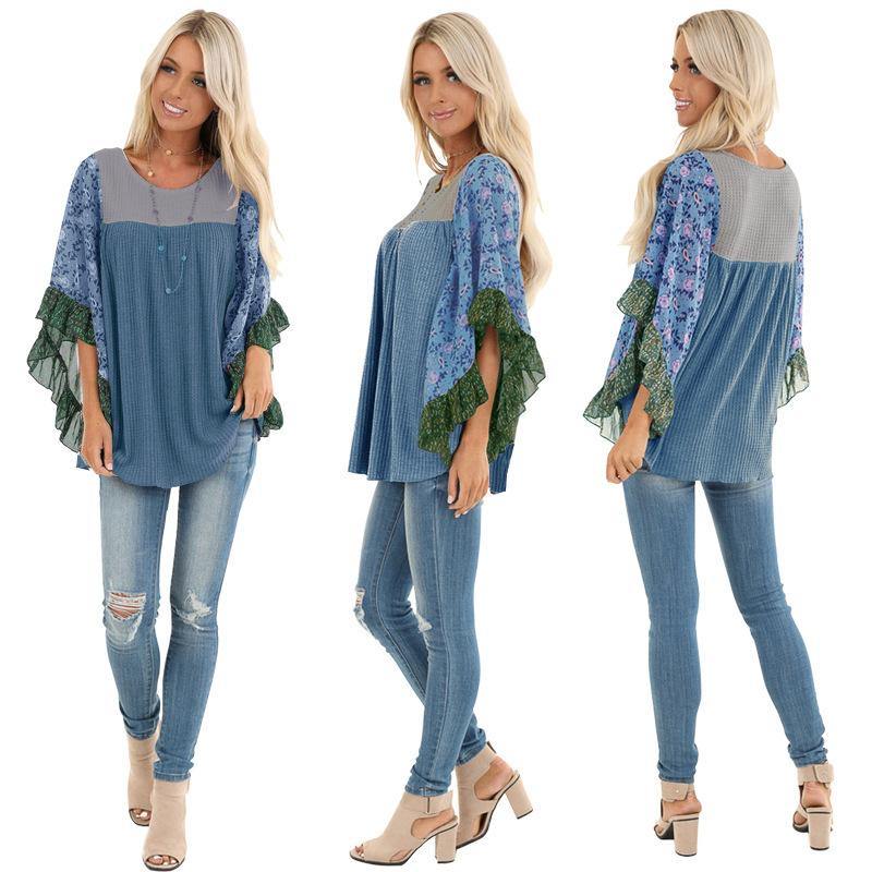 Vestido a color estampado de manga de murciélago para mujer - MXbueno