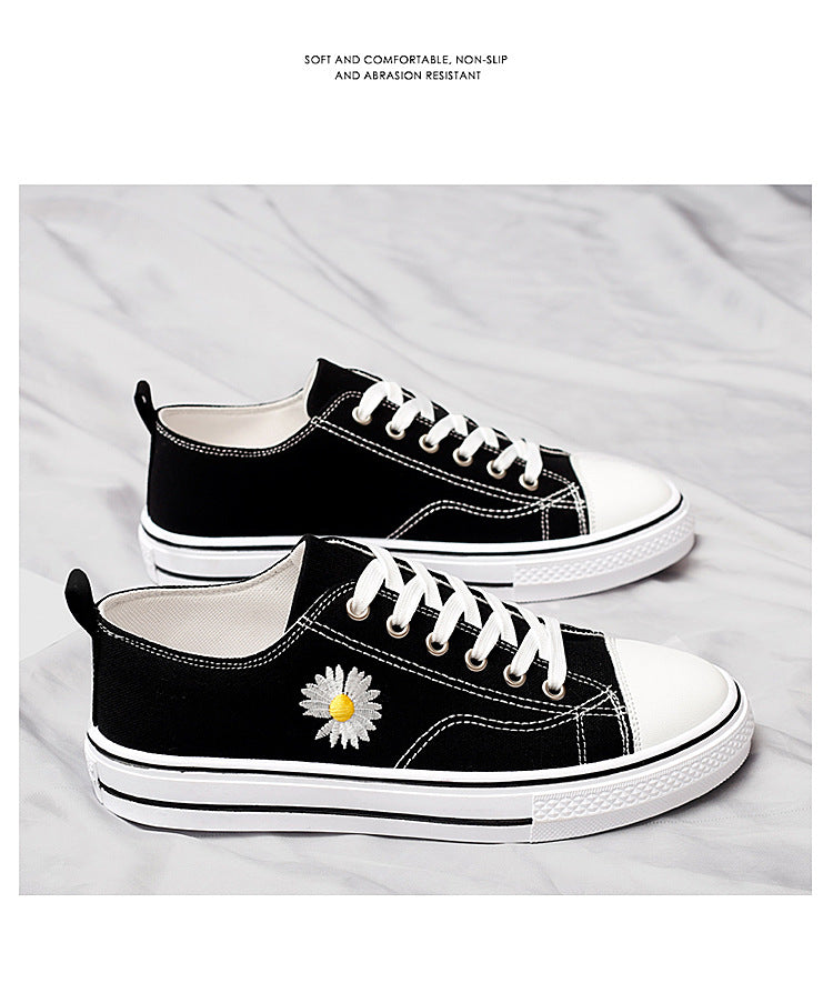 Los zapatos de lona para hombre y mujer primavera y verano pequeños bordados margarita