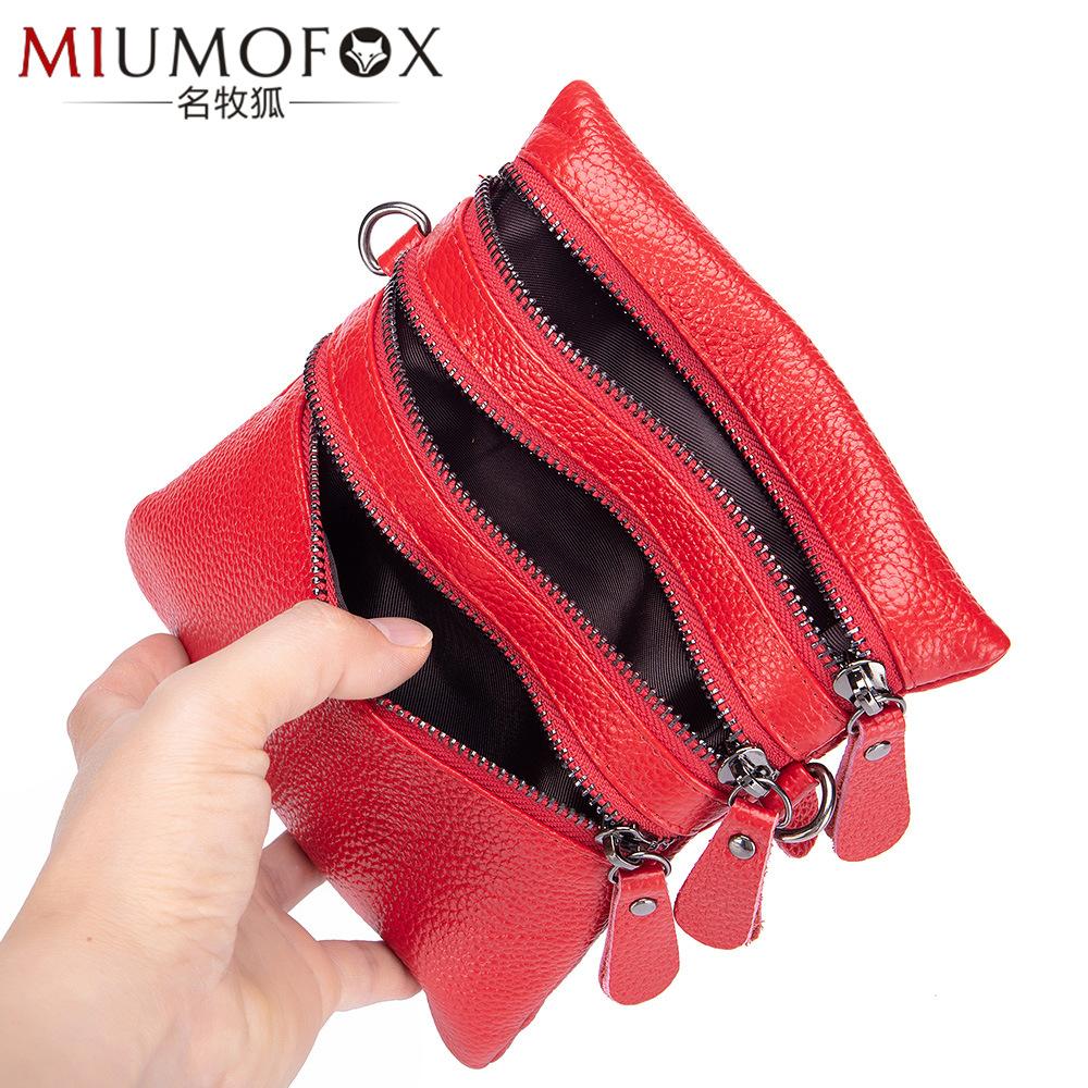 Bolso Bandolera Sólido Multifunción De Cuero Genuino Para Mujer