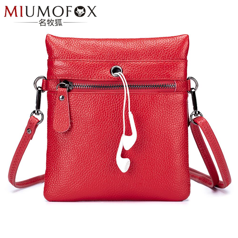 Bolso Bandolera Sólido Multifunción De Cuero Genuino Para Mujer