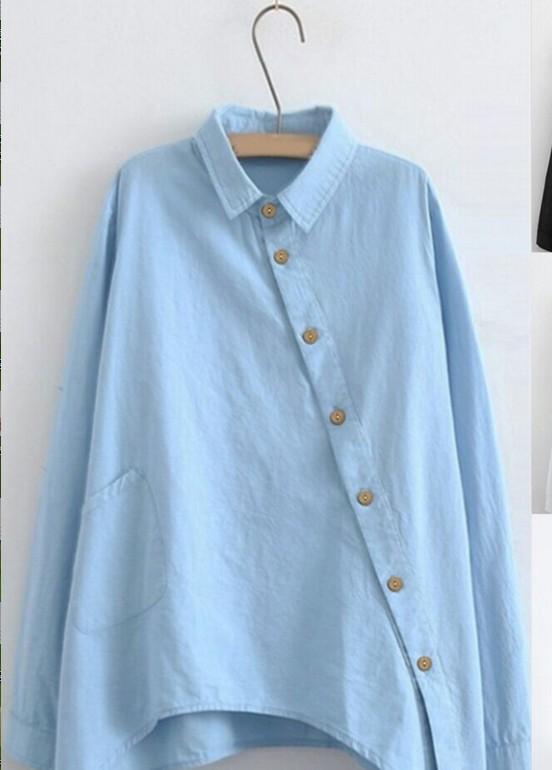 Camisa con tapeta diagonal en color liso