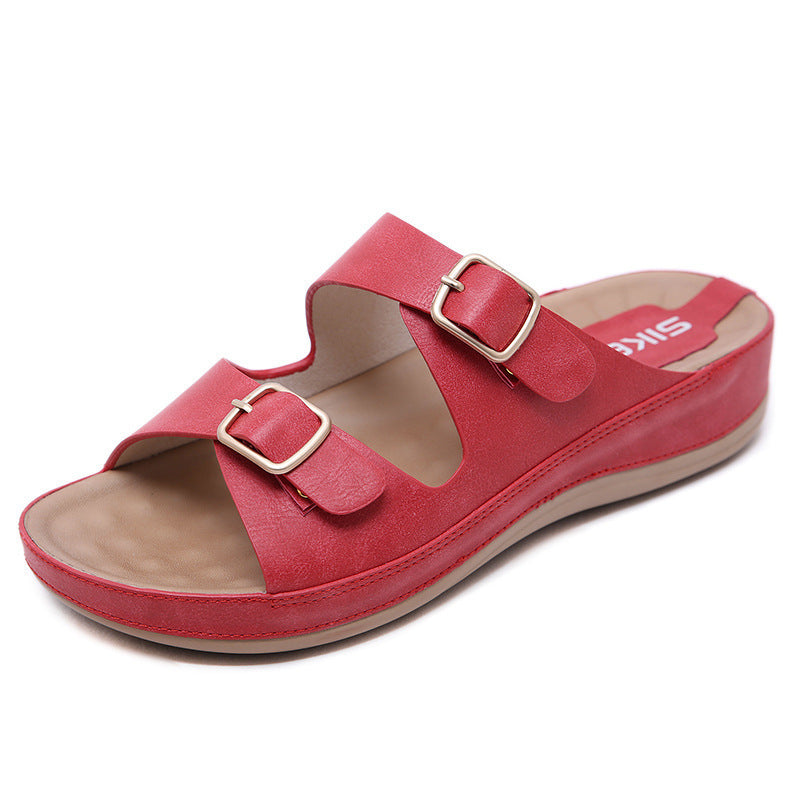 Sandalias De Plataforma Cómodas Con Hebilla Antideslizante