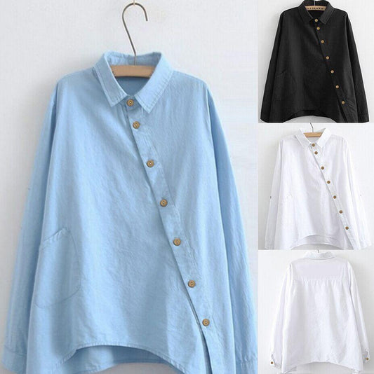 Camisa con tapeta diagonal en color liso