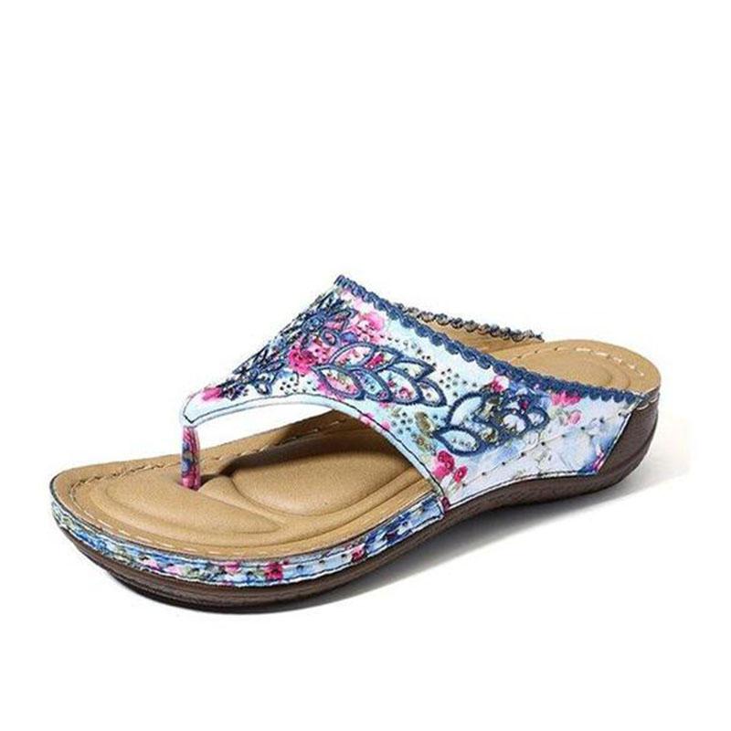 Sandalias De CuÑa Vintage Bordadas Para Mujer