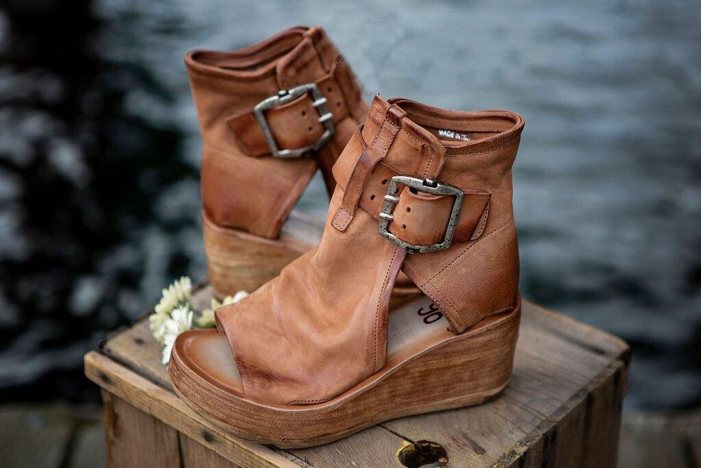 Sandalias de cuña con hebilla cómoda Boho para mujer - MXbueno