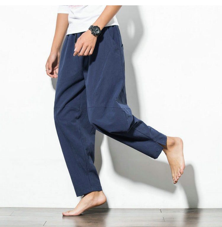 Pantalones Harén Casuales De Algodón Y Lino
