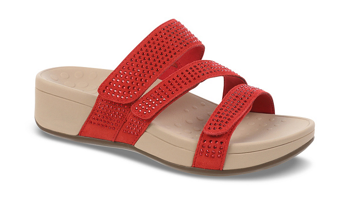 Sandalias con plataforma de ante y pedrería