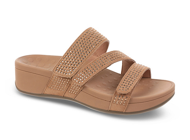 Sandalias con plataforma de ante y pedrería