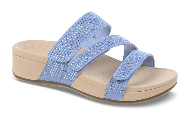 Sandalias con plataforma de ante y pedrería