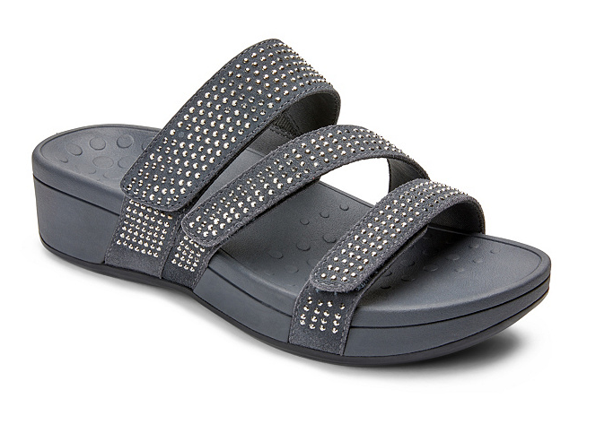 Sandalias con plataforma de ante y pedrería