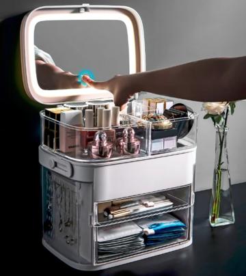 LED LIGHT MAKEUP STORAGE BOX&MIRROR