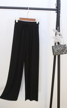 Hielo seda pantalones de pierna ancha mujeres