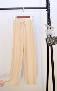 Hielo seda pantalones de pierna ancha mujeres