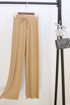 Hielo seda pantalones de pierna ancha mujeres