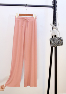 Hielo seda pantalones de pierna ancha mujeres