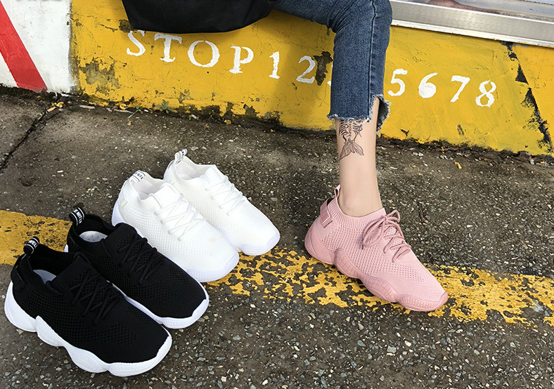 transpirable color sólido elástico con cordones cómodas zapatillas