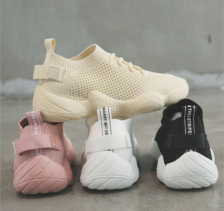 transpirable color sólido elástico con cordones cómodas zapatillas