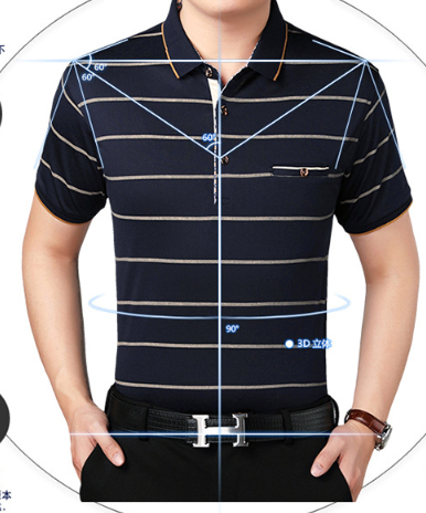 Camiseta de POLO con manga corta para hombre Finas rayas de algodón - MXbueno