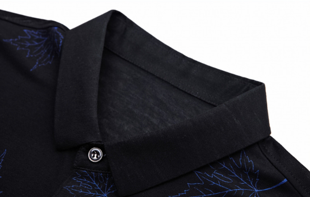 Camiseta POLO de negocios de manga corta con estampado de hoja de arce para hombre - MXbueno