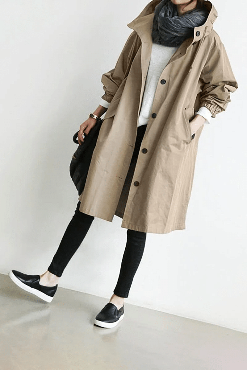 CHAQUETA IMPERMEABLE Y CORTAVIENTO OVERSIZED CON CAPUCHA - MXbueno