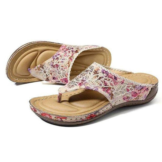 Sandalias De CuÑa Vintage Bordadas Para Mujer