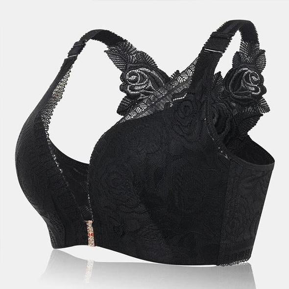 🔥Sujetador Sin Cables Con Cierre Frontal Con Bordado De Rosas