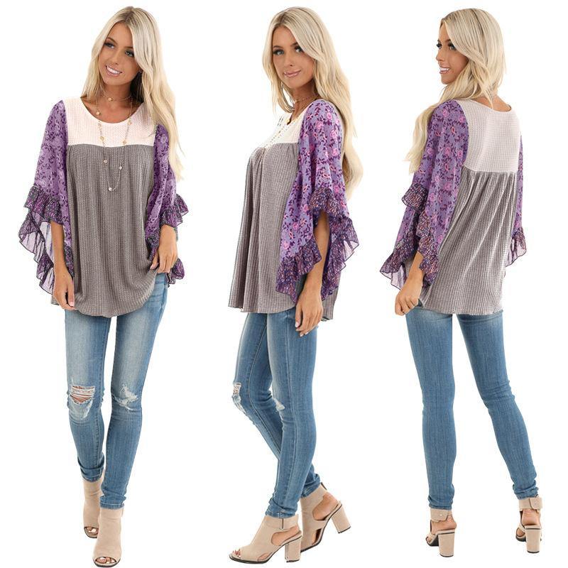 Vestido a color estampado de manga de murciélago para mujer - MXbueno