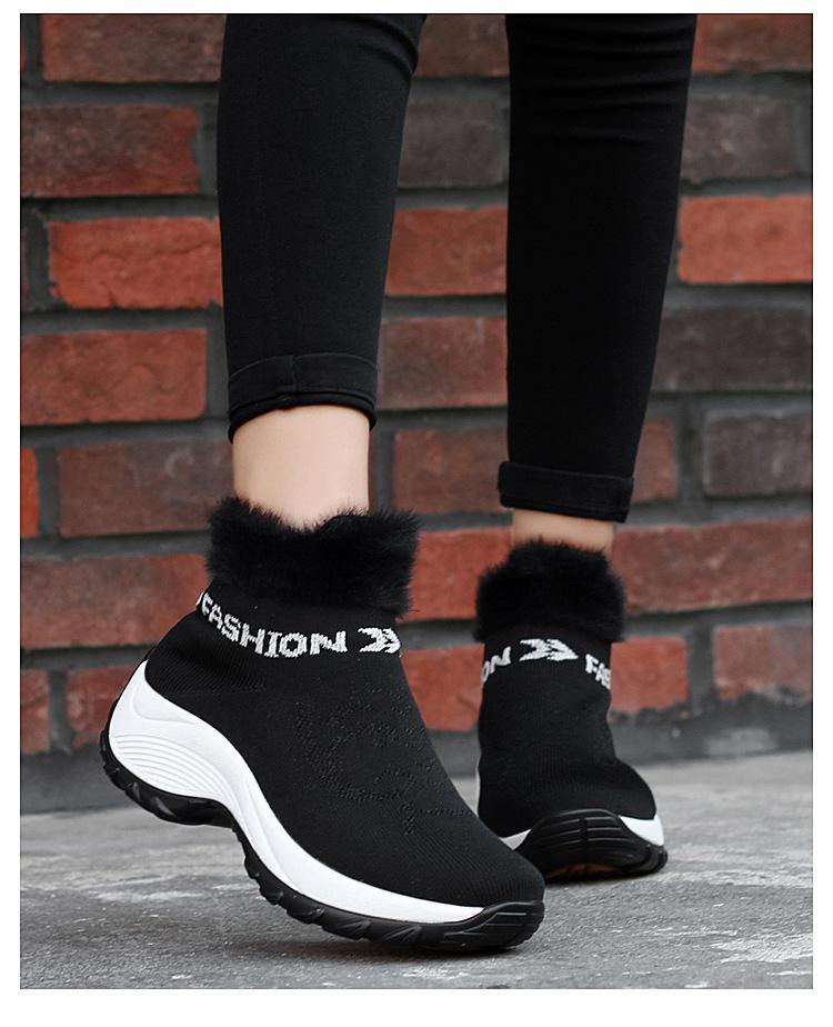 Tamaño grande Mujer Zapatos cómodos de plataforma con forro de piel de malla Casual Botas - MXbueno