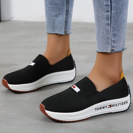 [W-Zapato] Zapatillas De Mujer Con Plataforma Tejida