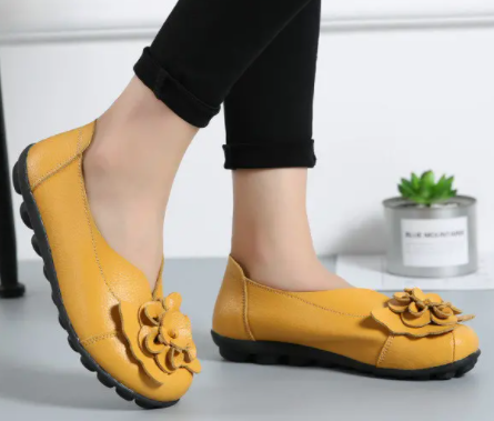 Mocasines florales de cuero de talla grande - MXbueno