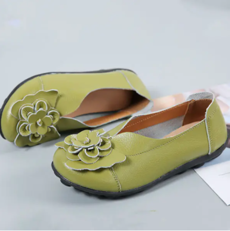 Mocasines florales de cuero de talla grande - MXbueno