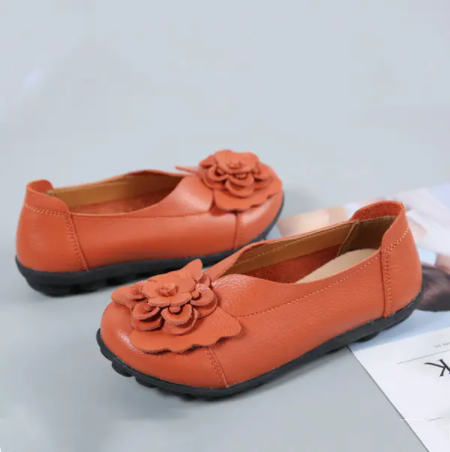 Mocasines florales de cuero de talla grande - MXbueno