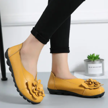 Mocasines florales de cuero de talla grande - MXbueno