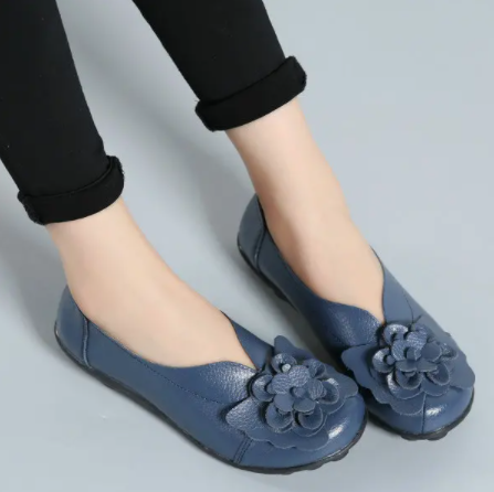 Mocasines florales de cuero de talla grande - MXbueno