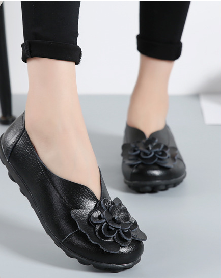 Mocasines florales de cuero de talla grande - MXbueno