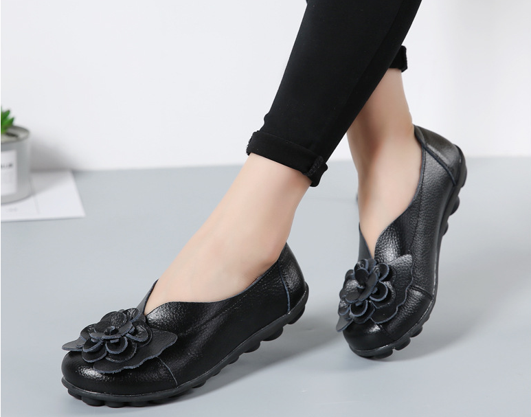 Mocasines florales de cuero de talla grande - MXbueno