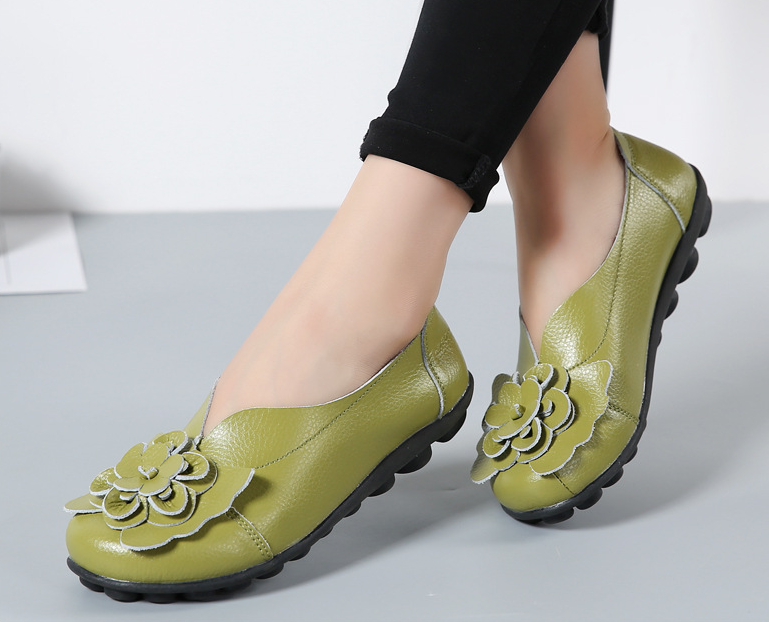 Mocasines florales de cuero de talla grande - MXbueno
