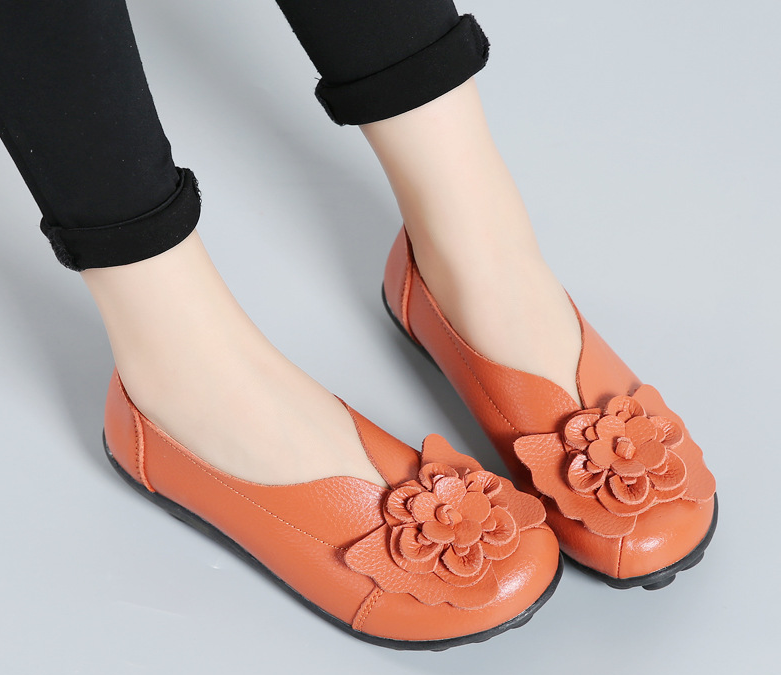 Mocasines florales de cuero de talla grande - MXbueno