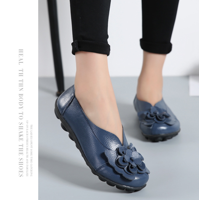 Mocasines florales de cuero de talla grande - MXbueno