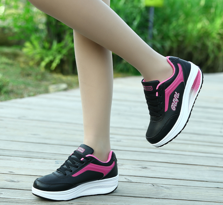 Casual Color Matching Running Platform Lace Up Zapatos Deportivos - MXbueno