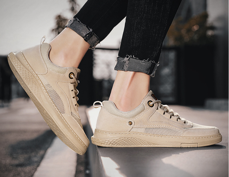 Zapatos casuales transpirables antideslizantes de empalme de tela PU para hombres - MXbueno