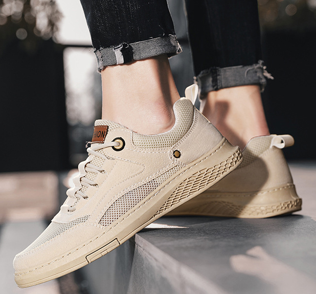 Zapatos casuales transpirables antideslizantes de empalme de tela PU para hombres - MXbueno