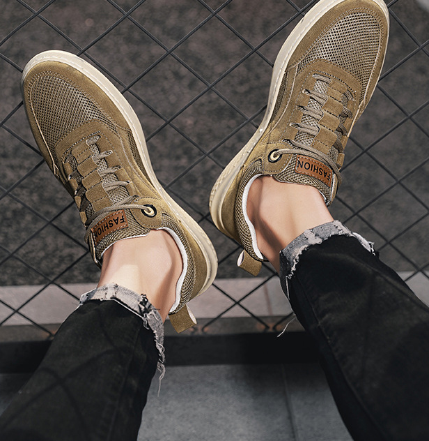 Zapatos casuales transpirables antideslizantes de empalme de tela PU para hombres - MXbueno