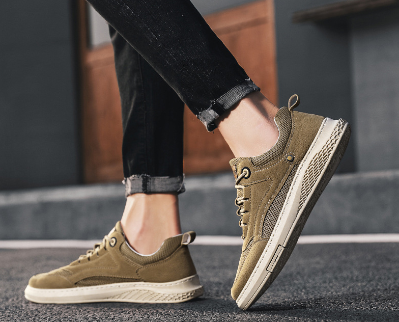 Zapatos casuales transpirables antideslizantes de empalme de tela PU para hombres - MXbueno